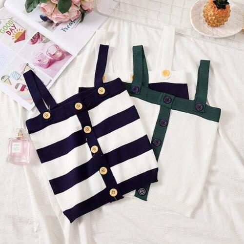 HELIAR Striped Crop Top With Buttons Women Sexy Crop Tops For Women With Women Spaghetti Tank Tops Women Camis