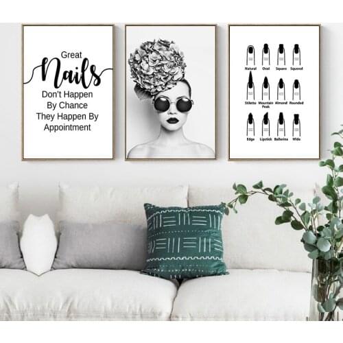 Nail Polish Quotes Black White Wall Art Canvas Minimalist Nordic Posters Prints Painting Wall Pictures Living Room Home Decor