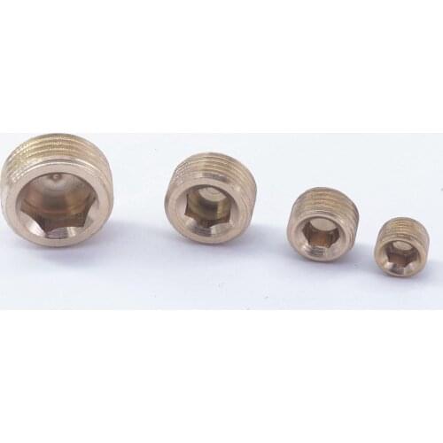 1/16" 1/8" 1/4" 3/8" 1/2" 3/4" 1" BSPP BSPT NPT Male Brass Pipe Countersunk Plug Socket Hex Head Stopper Cover End Cap