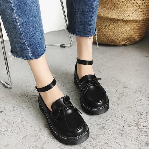 Summer and autumn new buckle British wind single shoes muffin thick-soled shoes shallow mouth students