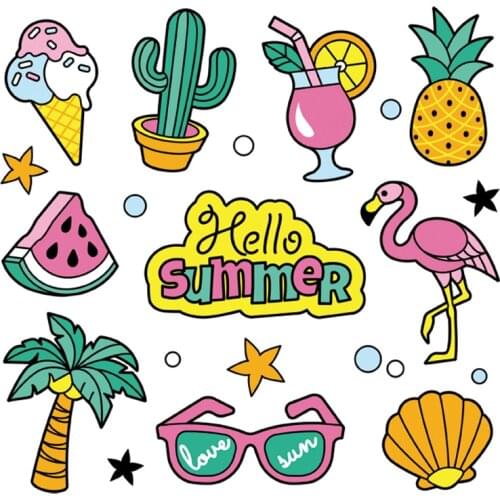 Summer Pineapple Patches Flamingos Washable Clothing Deco Heat Transfer Badges New Design Diy Accessory Iron-On Transfer