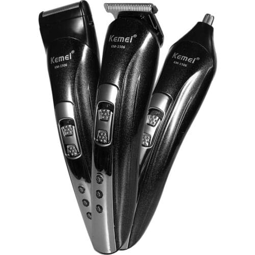 KEMEI 3 in1 Electric Hair Clippers Mens Hair Trimmer Nose Beard Shaver USB Rechargeable Hair Clippers Cordless Trimmer km 1506
