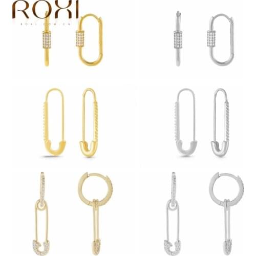 ROXI Copper Circle Pin Earrings For Women Pendientes Cartilage Piercing Hoop Earrings Fine Jewelry Gift Earrings Boucle Oreille