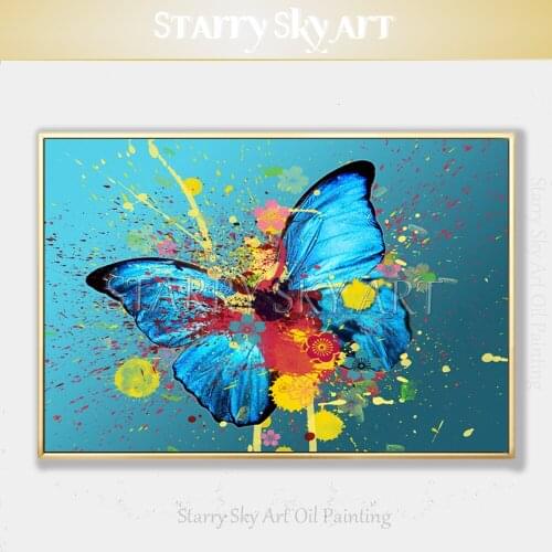 Fashion Design Hand-painted Modern Butterfly Acrylic Painting on Canvas Rich Colors Abstract Insect Butterfly Acrylic Painting