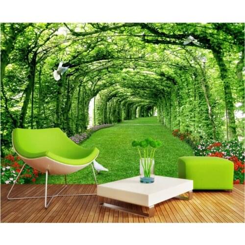 Beibehang Modern fashion stereo personality papel de parede wall paper park woods lawn 3d landscape background 3D wallpaper