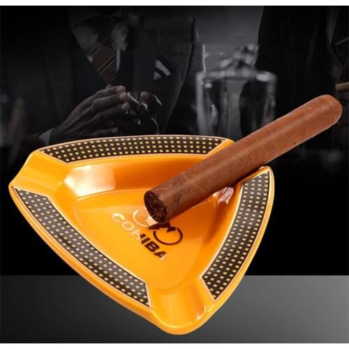 Cigar Ashtray, Personalized Creative Triangle Bone China Three-Slot Ashtray Gift Box