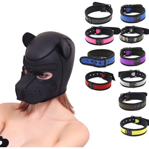 Sexy Women Girls Cosplay Accessories Puppy Collar SM Role Play Sex Master Servant Lady Rubber Adult Latex Dog Props Neck Cover