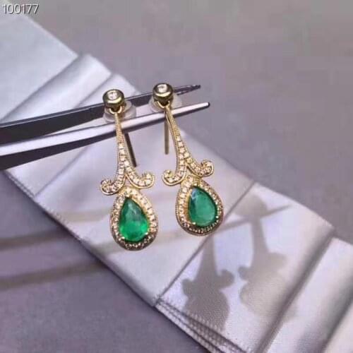 Natural Emerald S925 Earrings are Fashion Fine Jewelry Simple and Suitable for Parties for Women Free Shipping