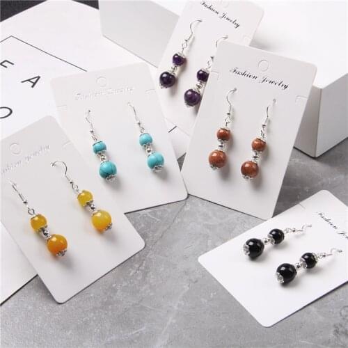 Simple yellow blue stone silver color charm Hook Earring jewelry for women lady her gifts female elegant fashion earring jewelry