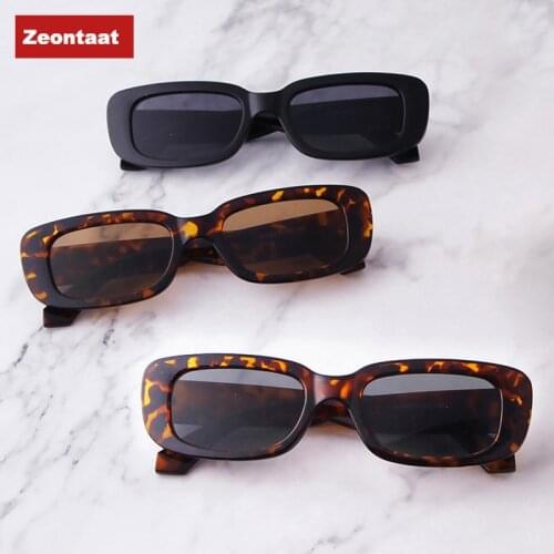 Black Leopard Rectangle Sunglasses Shades Women Brand Designer Men Vintage Rectangular Frame 90s Trendy 2020 Sun Glasses