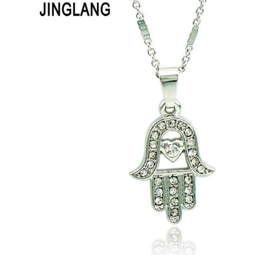 Brand New Pendant Necklace Fashion White Rhinestone Hand Charms Silver Plated Necklace For Men Jewelry