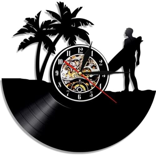 Surfing LED Light Vinyl Record Wall Clock With Color Changing Light Windsurfing Surfer Time Clock Cool Living Room Decor
