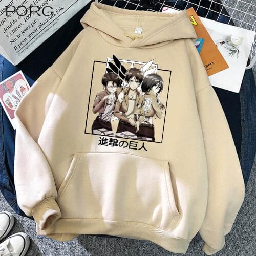 Mens Funny Sweatshirts Hip Hop Creativity Streetwear Japan Anime Attack on Titan Hoodie Male
