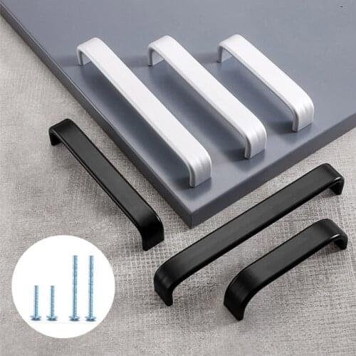 Aluminium Alloy U type Black Cabinet Knobs Kitchen Cabinet Handles Drawer Knobs Pulls Black Furniture Handle Cabinet Hardware