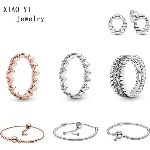 XIAOYI jewelry 2020 100% 925 11 Spring confession hand-painted love bead ring earrings bracelet high quality female