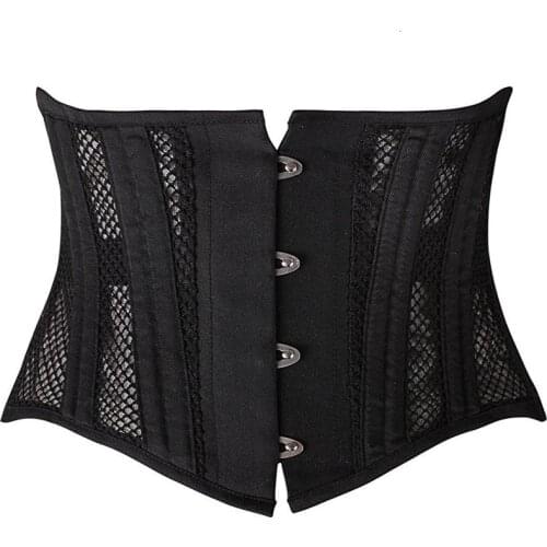 Underbust Corset Womens 26 Steel Boned Short Torso Breathable Mesh Waist Cincher Waspie Corset for Weight