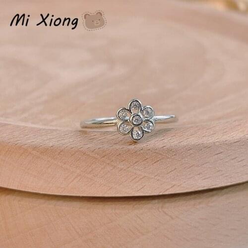 Mi Xiong 925 Sterling Silver Rings for Women Fresh Flower Wedding Engagement Elegant Luxury Jewelry Cute Exquisite Gift Classic