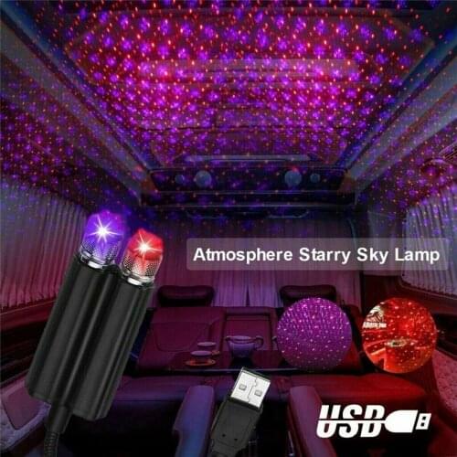 1PCS Romantic LED Car Roof Star Night Light Projector Atmosphere Galaxy Lamp USB Decorative Lamp Car Interior Decor Light