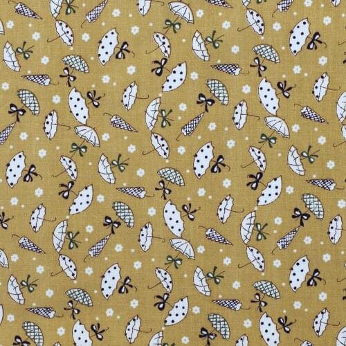 1 yard Cotton Poplin Fabric for sewing pathwork, dress, cloth, bedding - Small Umbrella on Celadon background (width=140cm)