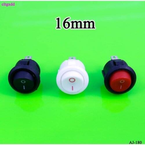10Pcs Small Diameter 16mm Round Rocker Switches Black Mini Round Black White Red 2 Pins On-Off Rocker Switch