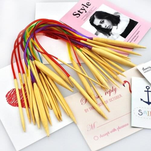 18PCS Set Of Woven Wool Tools Multicolor Tube Circular Carbonized Bamboo Double Pointed Knitting Needles