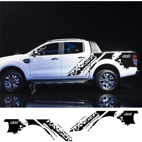 2pcs Car Sticker Car Door Side Skirt Stripe Graphic Vinyl Sticker For Ford Ranger Trunk Tire Graphic Car Decoration Accessories