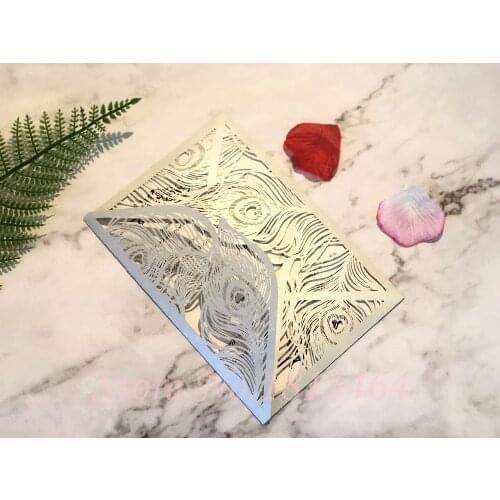 30pcs Laser Cut Invitation Card Delicate Feather Design Business/Party/Birthday Laser Wedding Greeting Cards Carry Inner Cards