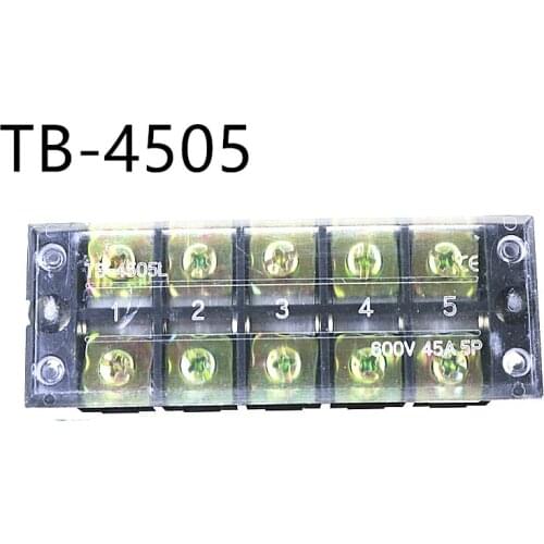 5pcs TB Terminal Block TB-4505 Panel Mounted Terminal Connector 600V 45A 5 Position