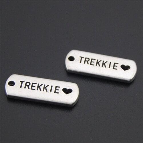 5pcs Silver Color Letter Trekkie Charms Pendants With Heart For Diy Souvenir Jewelry