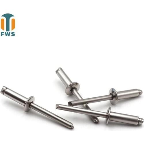 50 PCS M4 M5 13-35mm DIN EN ISO 15983 GB /T 12618.4 Stainless Steel Open End Blind Rivets Pop Rivets With Protruding Head