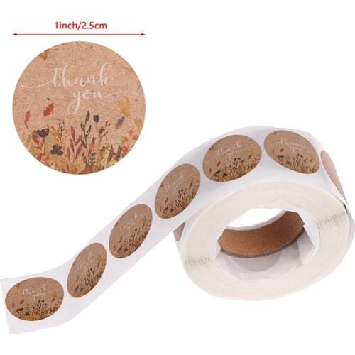 500Pcs/roll Floral Thank You Sticker For Seal Label Scrapbooking Christmas Gift Decoration Sticker Stationery Sticker