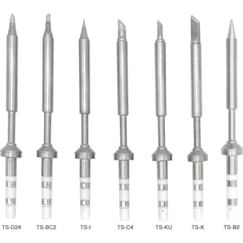 7pcs/set TS100 Stainless Steel Power Tool Easy Install Outdoor Soldering Iron Tip Electrician Replacement Part Portable Mini