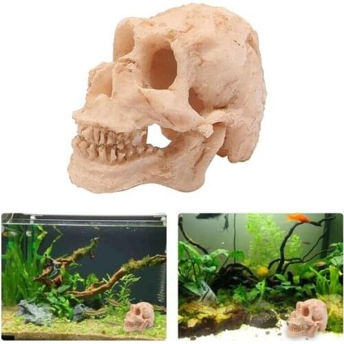 Aquarium Fish Tank Decoration Skull Resin Sculpture Statue Skeleton Model Aquarium Ornaments Water Grass Landscaping Decor