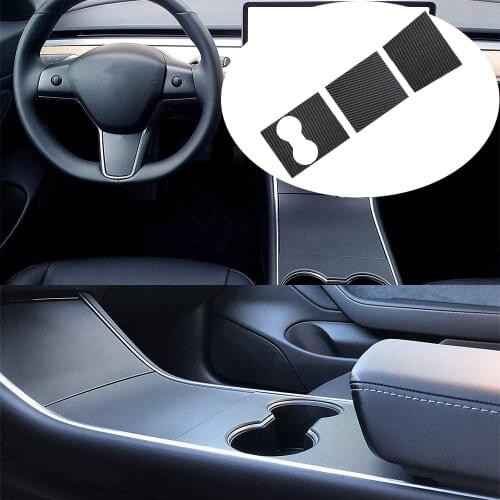 Car sticker Center Console Wrap Kit Carbon Firber Sticker Protector for Tesla Model 3 - Carbon Black Decoration