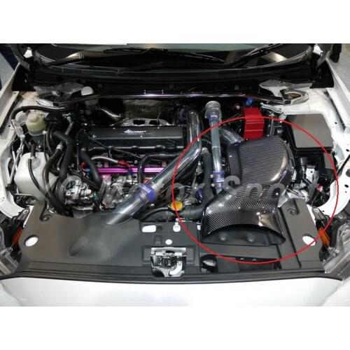 Car Accessories Carbon Fiber H KAS Style Air Intake Box with Metal Fitting Kit Fit For 2008-2012 Evolution EVO X 10 Air Box