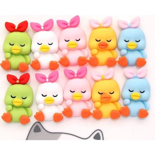 10Pcs Cartoon Cute Duck Flatback Resin Cabochon Kawaii Animals Scrapbooking Hair Bows Center Accessories DIY Phone Decoration