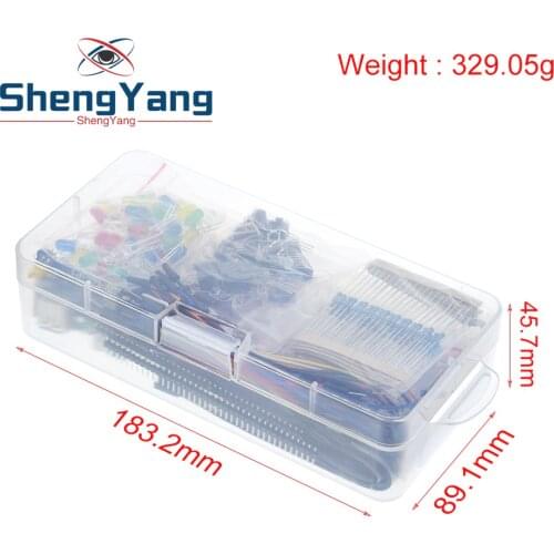 Electronics Component Basic Starter Kit with 830 Tie-points Breadboard Cable Resistor Capacitor LED Potentiometer Box Packing