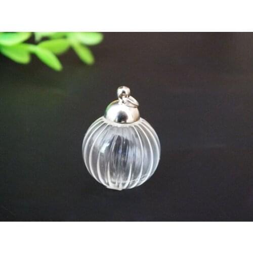Free ship!! 10pcs 18mm Handmade ball shape glass globe & silver cap mini glass vial necklace art jewelry pendant