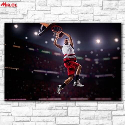 Large wall art Men Basketball Jump Ball Painting Living Room Home Decoration Oil Painting on Canvas Wall Painting no frames