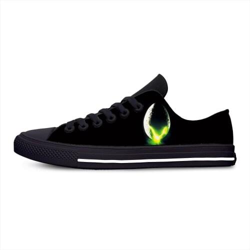 Alien Movie Anime Cartoon Fashion Funny Classic Casual Cloth Shoes Low Top Lightweight Breathable 3D Print Men Women Sneakers