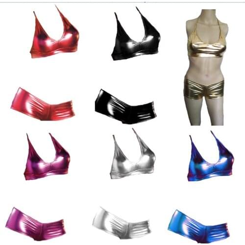 Design Black Gold Shiny Strings Plus Size Panties For Women Bra Underwear Low Waist Sexy Leather Lingerie