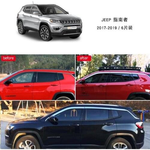 Chrome door visor side window deflector shade sun rain shield silver trips eaves for Jeep Compass 2017-2019