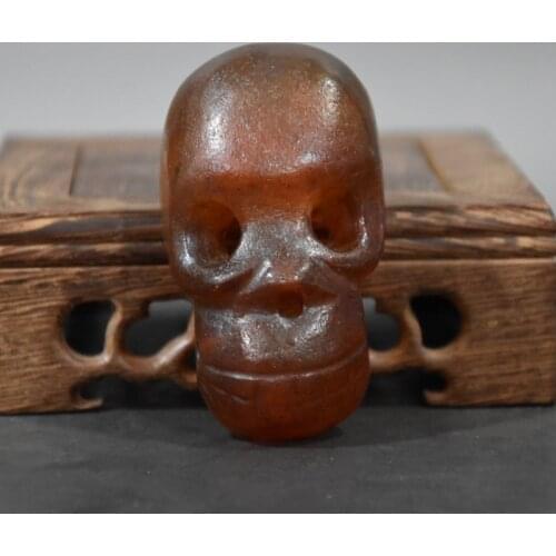 Hongshan Culture Natural Red Crystal Skull Head Sculpture Mascot Collection Pendant Jewelry Decoration Home Decoration Gift