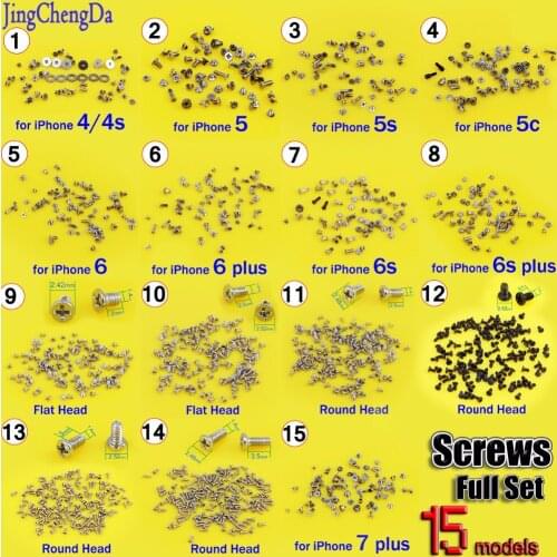 JCD 100% New Full Screws Set with botton Screw For iphone 6G 6S Plus 4.7'' 5.5'' 4 4S 5 5S 5C Replacement parts