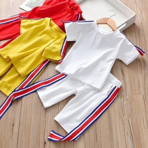 Boys And Girls Set 2018 Summer New Short-sleeved Pure T-shirt Baby Shorts Thin Children Fashion Two-piece Trendy Hot