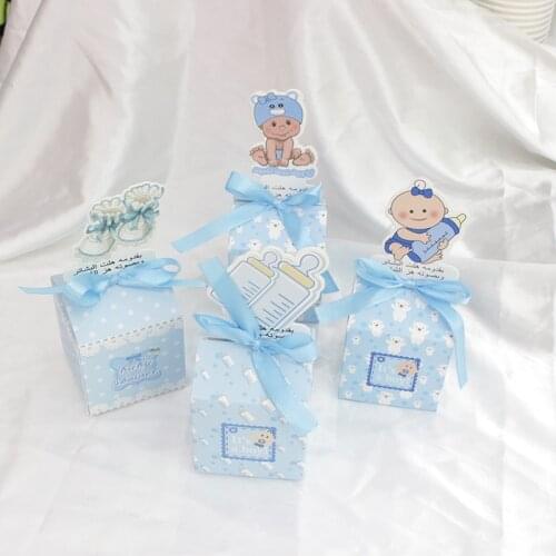 Boy girl Baby shower candy box Baby Souvenirs Cute Baby bottle Cartoon Candy Chocolate Package Box Birthday коробка для подарка