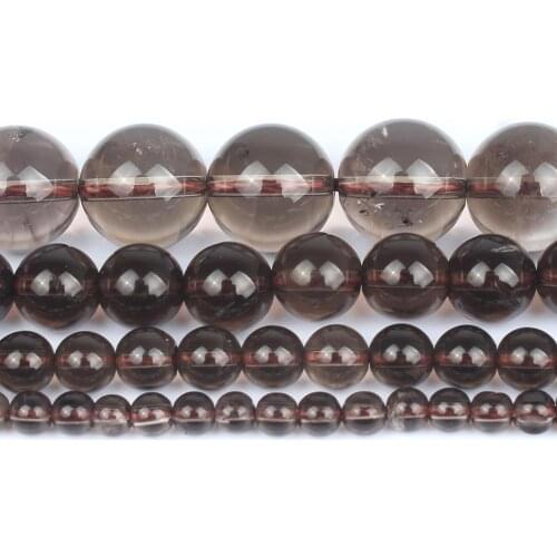 Natural Smooky Quartzs Stone Beads Round For Diy Bracelet Accessories Jewellery Making 15" Pick Size 2/3/4/6/8/10/12 mm