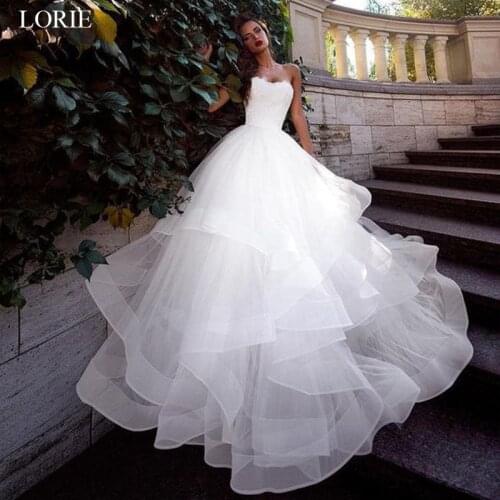 LORIE 2019 Ball Gown Wedding Dresses Sweetheart Back Lace up Bride Wedding dress White Ivory vestido de noiva Summer Bride dress