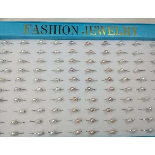Lots 20 pcs 6-7mm freshwater pearl rings Free shipping