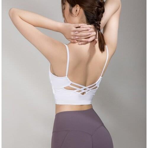 Luobolan 7 Colors Naked Feel Yoga Fitness Athletic Crop Bras Women Back Cross Plain Workout Gym Crop Top Sport Brassiere